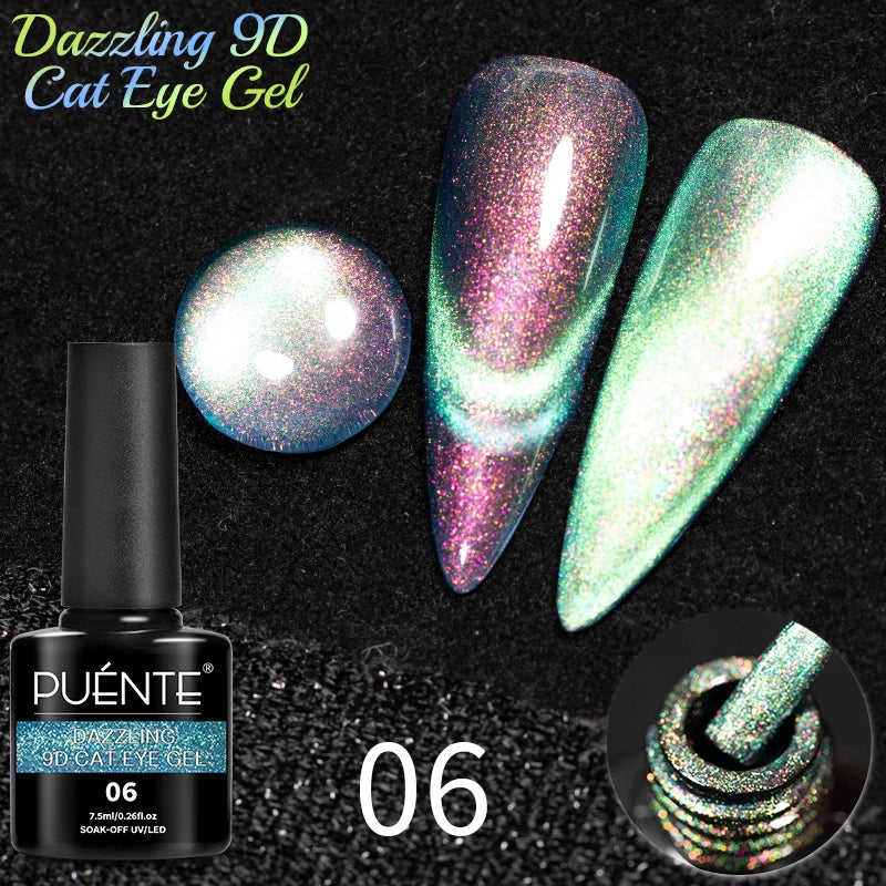 PUENTE 7.5ML Nude Shade Ceramic Cat Eye Gel Nail Polish Shiny Moonlight Cat Eye Gel Soak Off UV Semi-Permanent Nail Art Varnish
