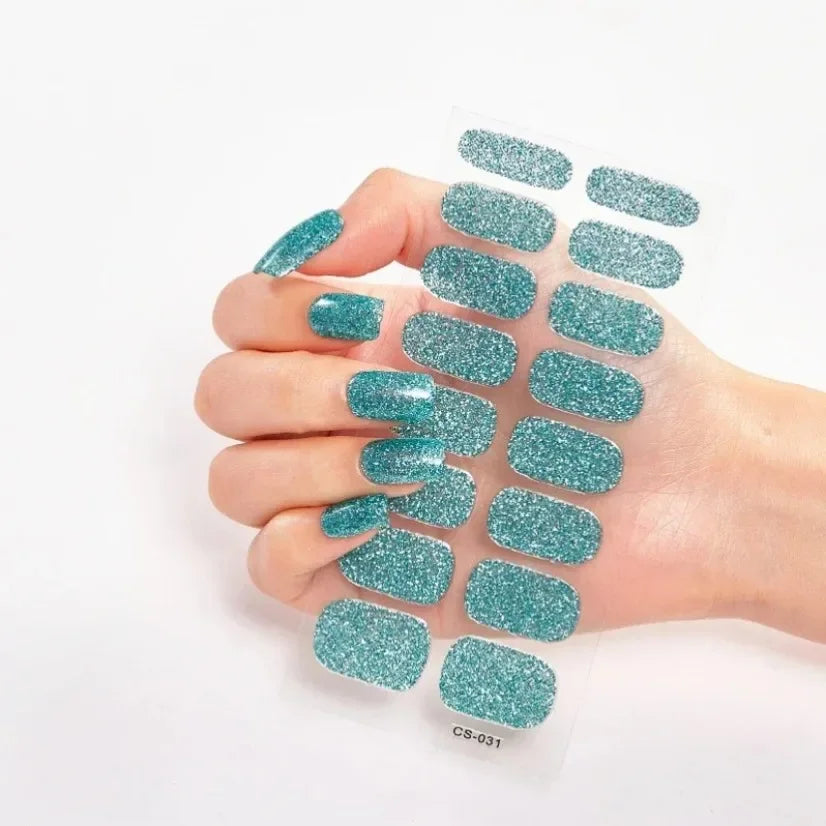 DIY Semi Cured Gel Nail Stickers Long-Lasting Solid Color Nail Strips Patch Slider Nail Sticker Full Cover Decal Manicure Patch