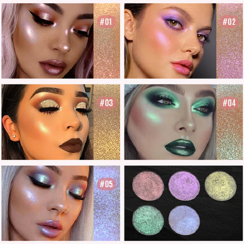 Monochrome Chameleon Highgloss Glitter Multi-use Eye Shadow Powder Glitter Metallic Aurora 3D Nose Shadow Brightening Cosmetic
