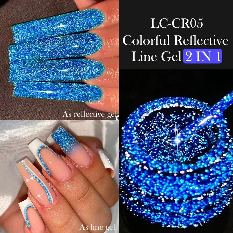 LILYCUTE 5ml Super Bright Metallic Painting Liner Gel Nail Polish UV LED Painting Gel Nail Art Drawing Stripe Pull Line UV Gel