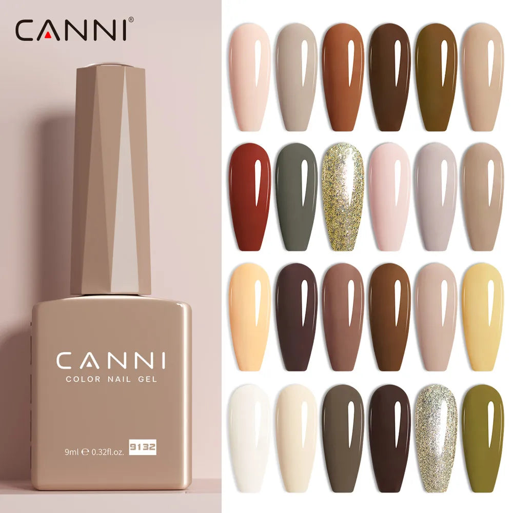 CANNI Hema Free Nail Gel Polish Fall Color Collection Semi Permanent Diamong Long Wear Top Coat Red Gorgeous JellyNude Color 9ml
