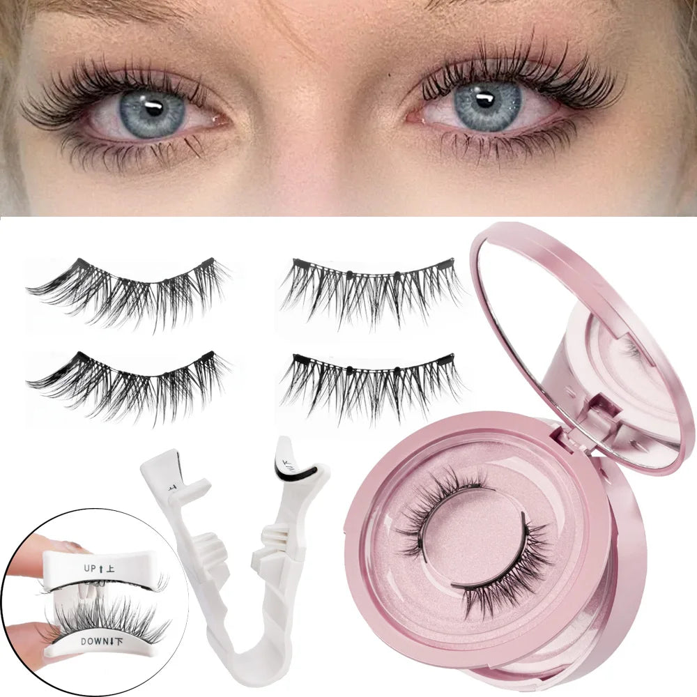 Magnetic Eyelashes 1/2 Pairs Handmade 3D Mink Lashes Reusable False Eyelashes Set Natural Long Fake Eyelash Makeup Tweezers Tool