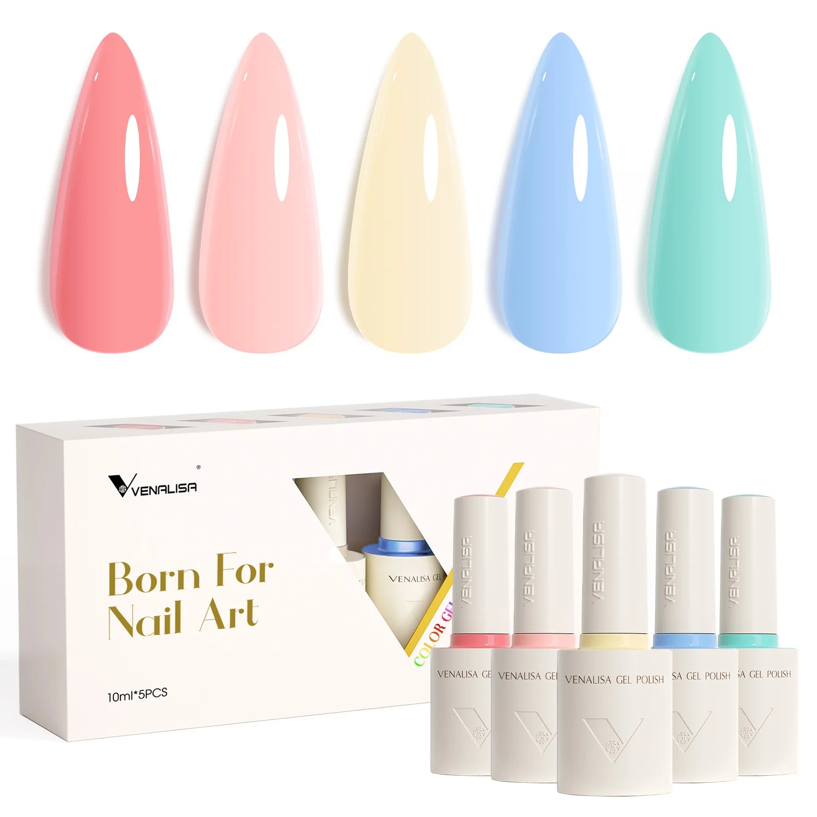 5pcs/kit Venalisa Color Gel Nail Polish Set Hema Free Soak Off UV LED Nail Gel Polish 10ml Combo TPO FREE HEMA FREE Gel Kit