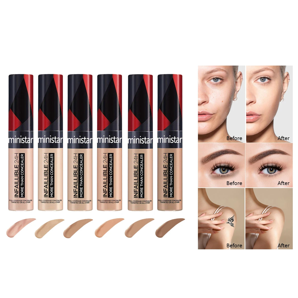 1pc full coverage concealer, waterproof, sweat proof, stain resistant, durable, creating a perfect skin makeup look