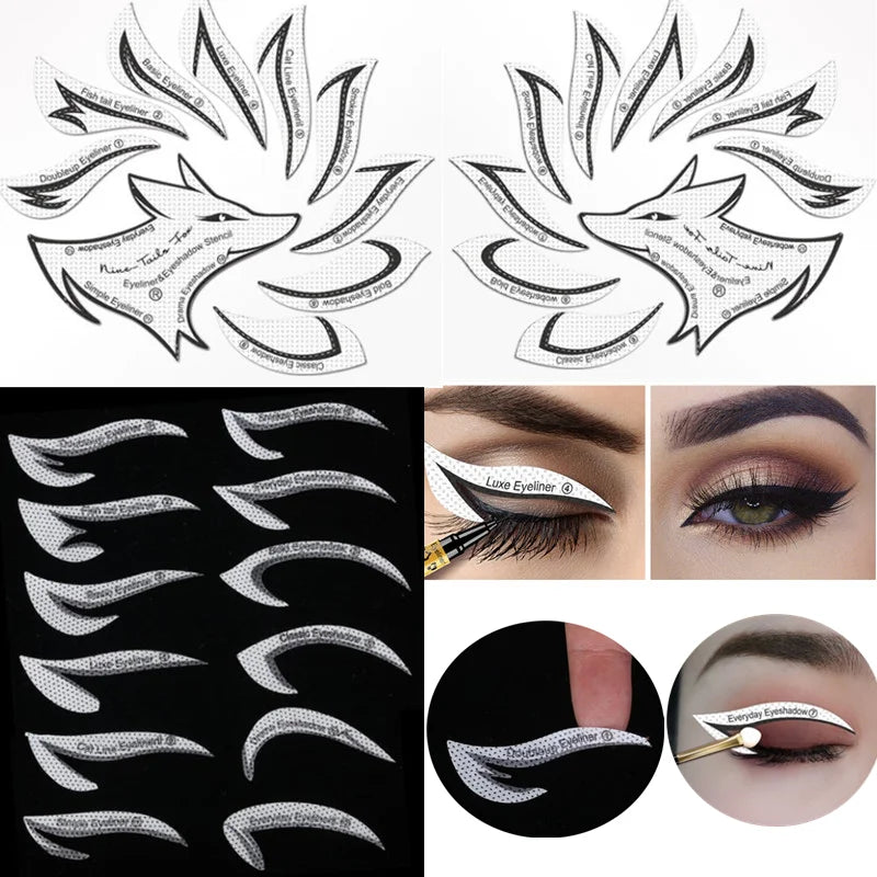 2pcs/set Eyeliner Template Professional Eye Makeup Stencils Cat Eyeliners Template Eye Liner Stamping Stencils Wing Style Tools