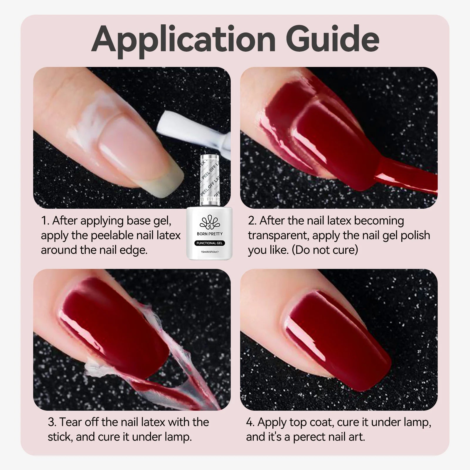 BORN PRETTY 15ml Peel Off Nail Latex Tape Gel Nail Polish Anti-freezing Quick Dry No Need for Curing Nails Finger Protector Tool