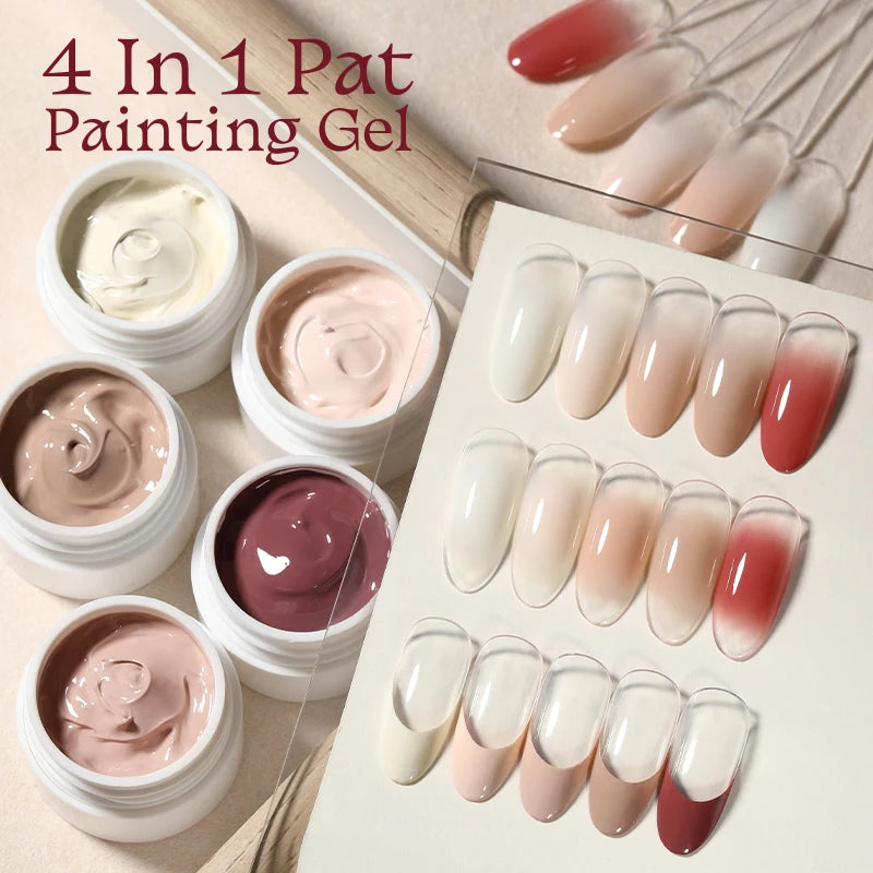 UR SUGAR 4 In 1 Pat Painting Gel Nail Nude Pink Color Painting Liner Nail Art Used For Gradient Cover Edge Nail Stamping Pattern