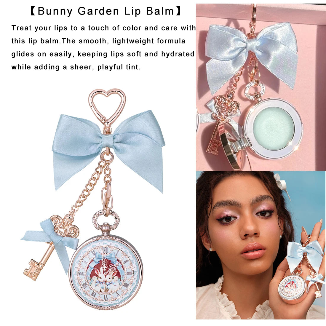 Flower Knows Cupid Sweetie Bear Face Powder with Solid Perfume Highlighter Pendant Long Lasting Portable Scent Makeup Decoration