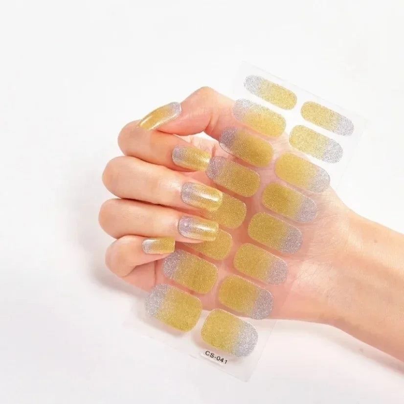 DIY Semi Cured Gel Nail Stickers Long-Lasting Solid Color Nail Strips Patch Slider Nail Sticker Full Cover Decal Manicure Patch