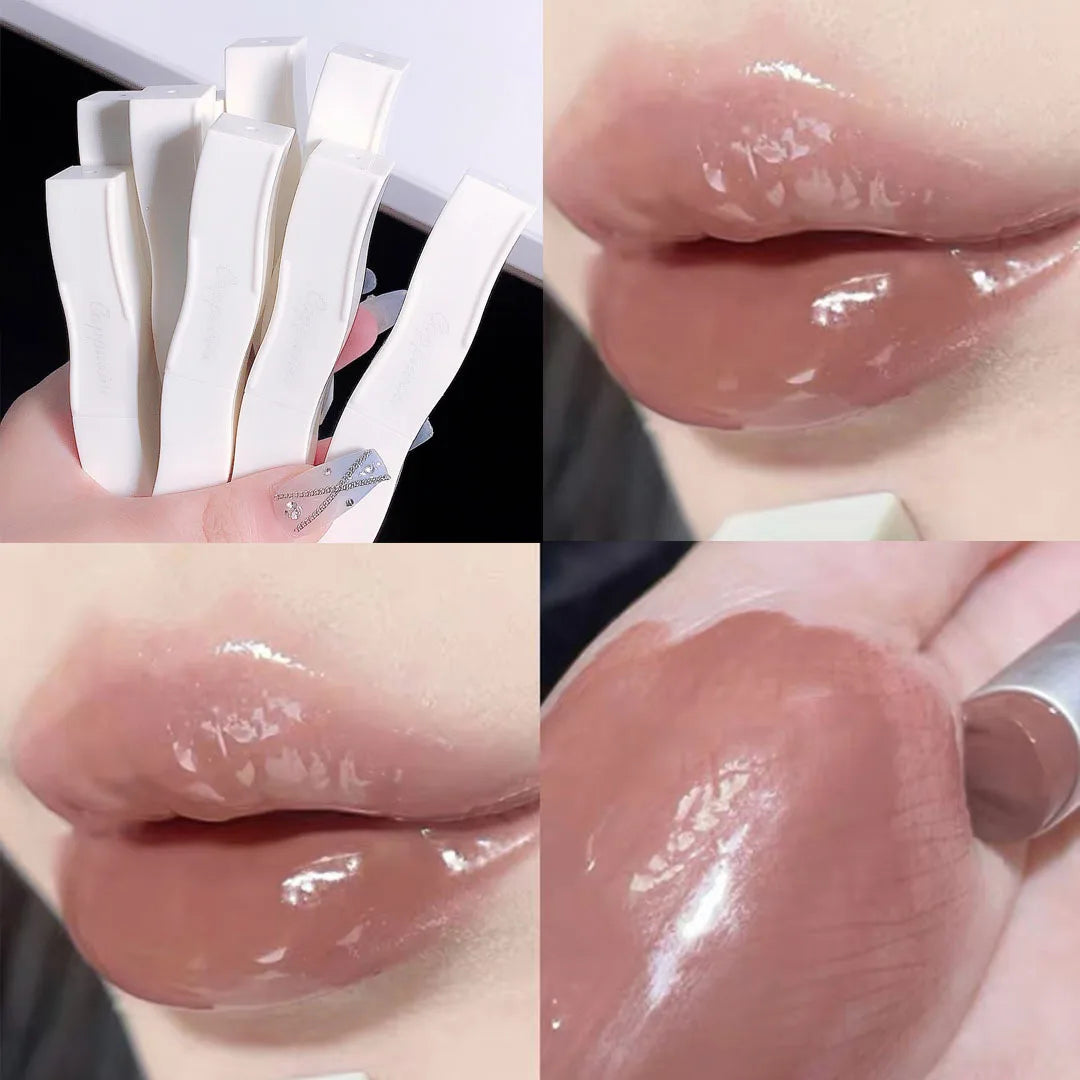 6 Colors Mirror Lip Gloss Moisturizing Nude Lipgloss Pretty Flower Transparent Tube Liquid Lipstick Long Lasting Makeup Cosmetic