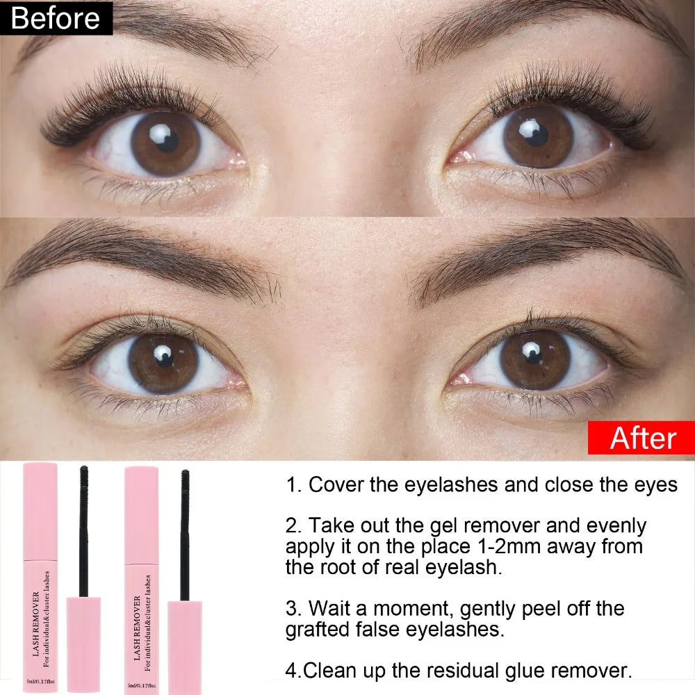 Non-Irritating Eyelash Glue Remover Gentle Eye Makeup Dissolver for Fake Eyelashes Mascara Quick Removal Gel Hypoallergenic