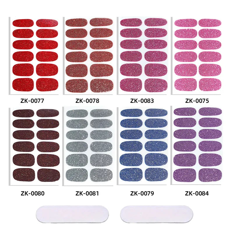 Gradient Cat Eye Style Nail Art Stickers, 16-Piece Set Self-Adhesive Waterproof Glitter False Nail Decals
