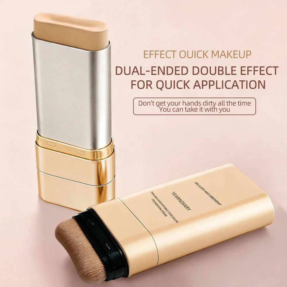Light and Comfortable Concealer Foundation Cream, Long-lasting and Brightening Moisturizing Double-ended Foundation Cream