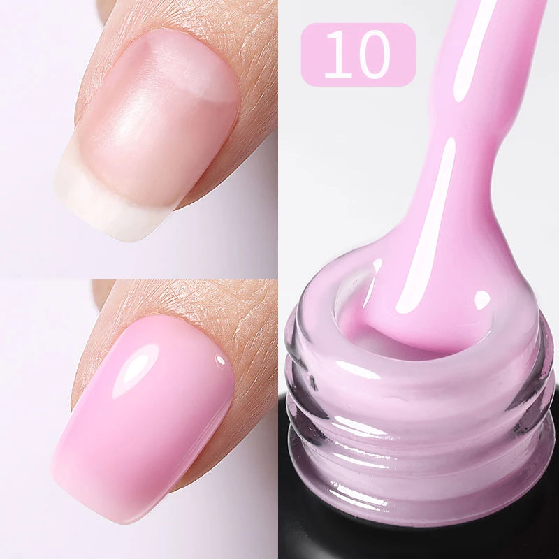 BORN PRETTY 15ml Jelly Nude Rubber Base Gel Natural Milky White Clear Semi permanent Self-Leveling Soak Off UV LED Gel Varnish