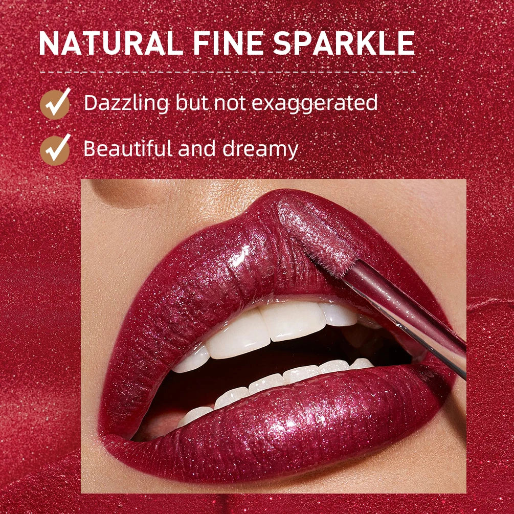 Qibest Glitter Shimmer Liquid Lipstick - Matte Waterproof Lip Gloss