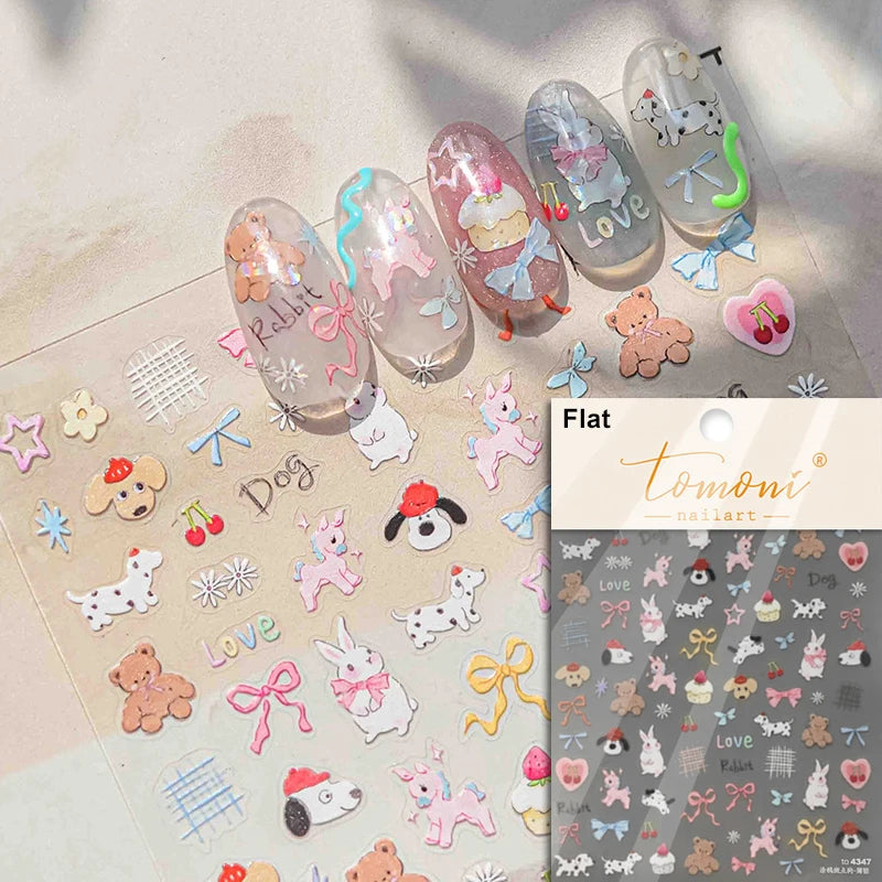 Cute Cat Eye Fishbone Animals Leopard Cat Ginger Cat Kitten Exclamation Point Paw Self Adhesive Nail Art Sticker Manicure Decals
