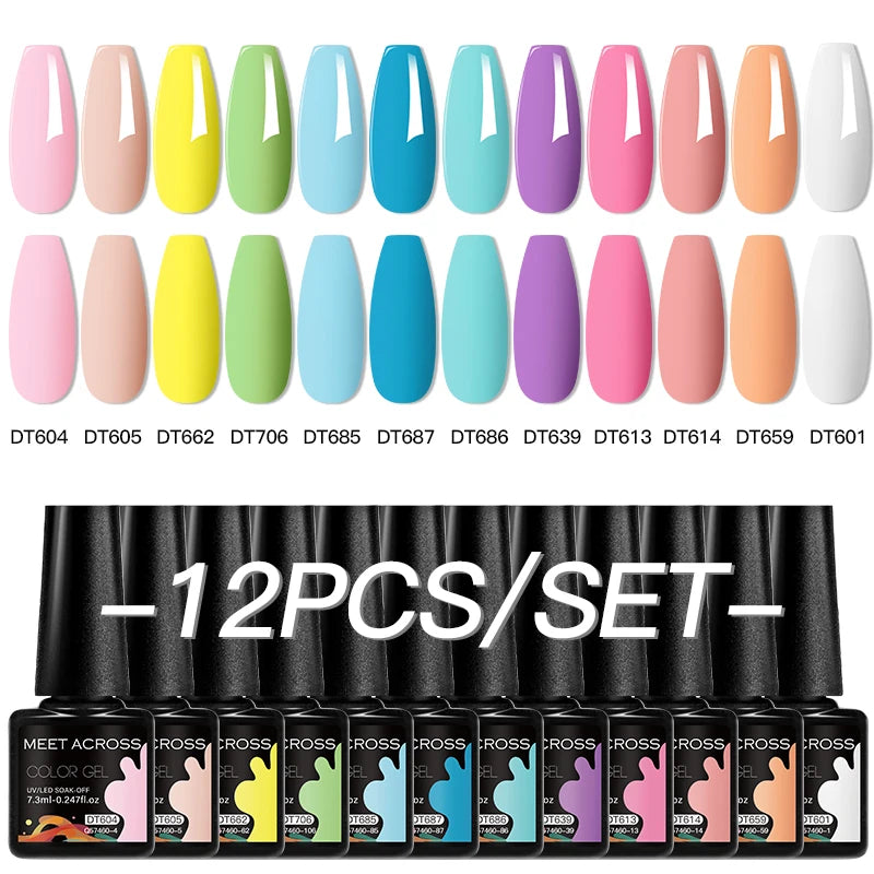12pc All-season Nail Gel Polish Set Multicolor TPO HEMA Free Long-Lasting UV LED Nail Supplies for Women Daily & Party Wearing