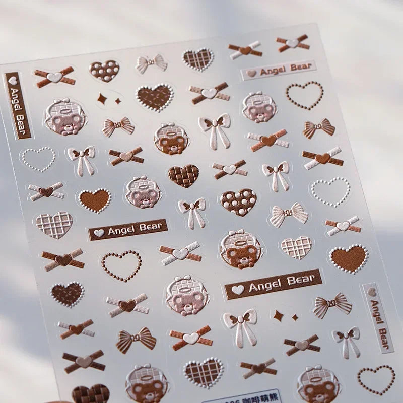 Lovely Animal Graffiti Cat Claw Rabbit Bunny Bear Dog Flower Fruit Dim Sum Candy Sunflower Adhesive 5D Nail Art Stickers Decal