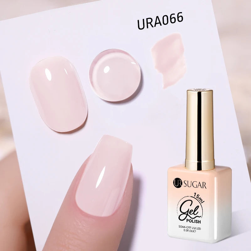 UR SUGAR 15ml Fiber Rubber Base Gel Upgrade Broken Nail Repaired Fiberglass Clear Quick Building UV Construction Gel Soak Off