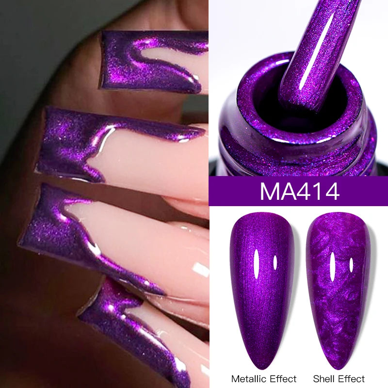 MEET ACROSS 7ml Shimmer Metallic Nail Gel Polish Glitter Mirror Effect Nail Supplies Vernis Gel for Nails UV/LED DIY Manicure