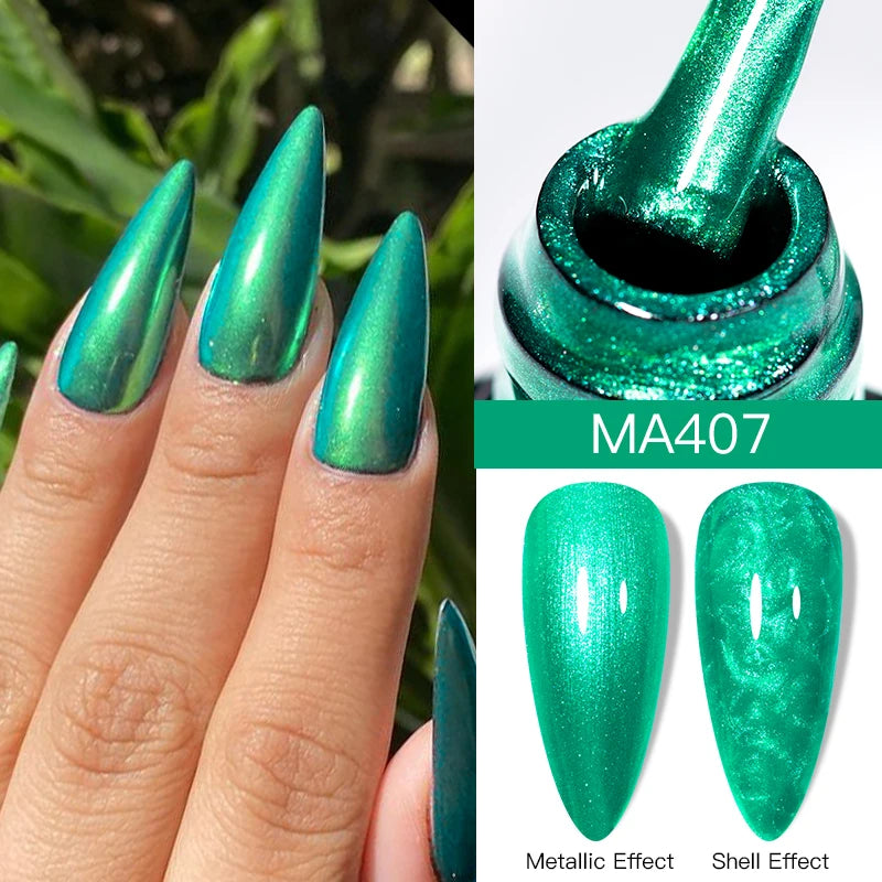 MEET ACROSS 7ml Shimmer Metallic Nail Gel Polish Glitter Mirror Effect Nail Supplies Vernis Gel for Nails UV/LED DIY Manicure