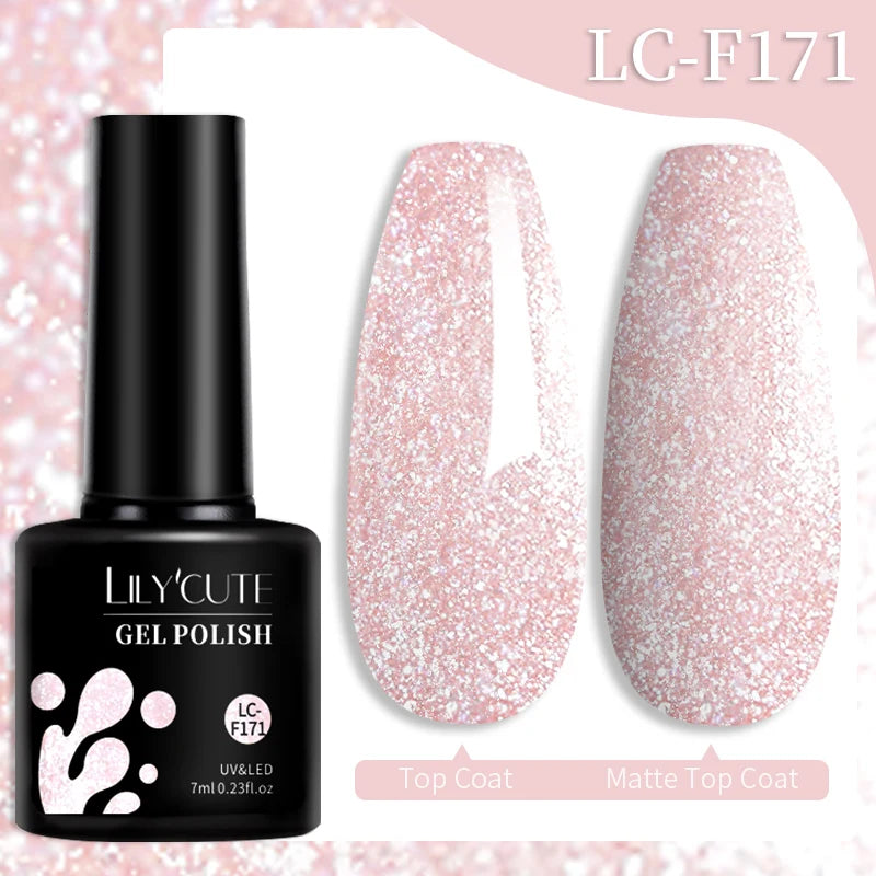 LILYCUTE 7ML 3 IN 1 Platinum Cat Magnetic Gel Nail Polish Silver Moonlight Magnetic Nail Sparkling Glitter Semi Permanent UV Gel