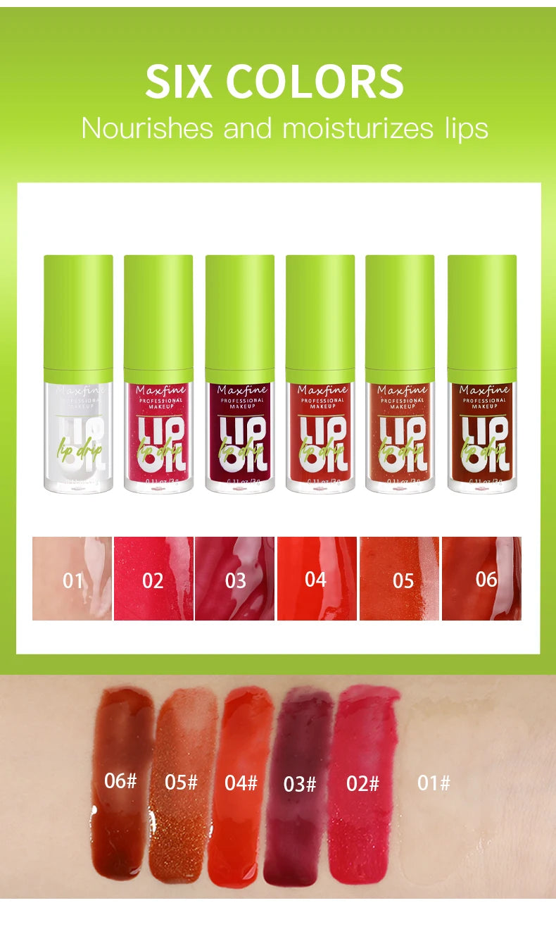6-Tone Moisturizing Luminous Lip Gloss Oil - 3g Transparent Liquid