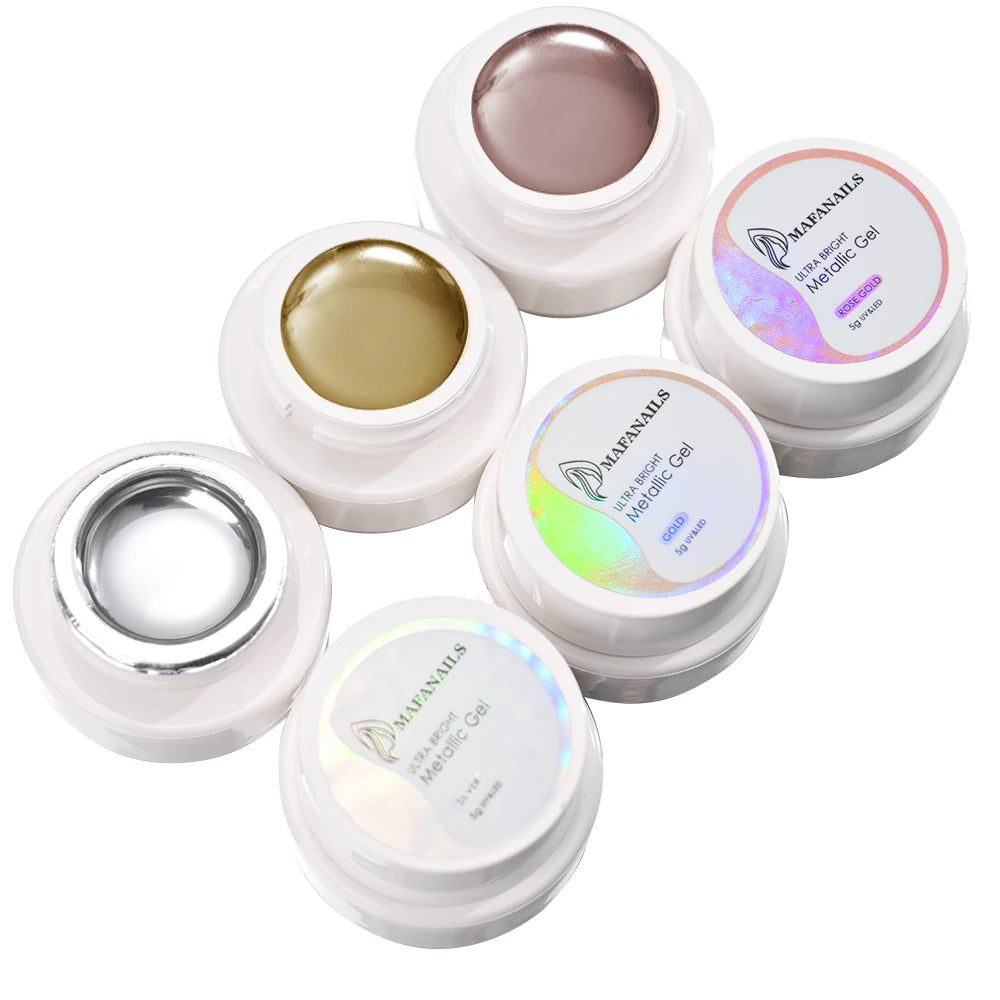 MingLee Silver Metal Gel Metallic Nail Polish Chrome 3D Metal Painted Gel Polish 5ml Liquid Mirror Effect Glossy Shine Manicure