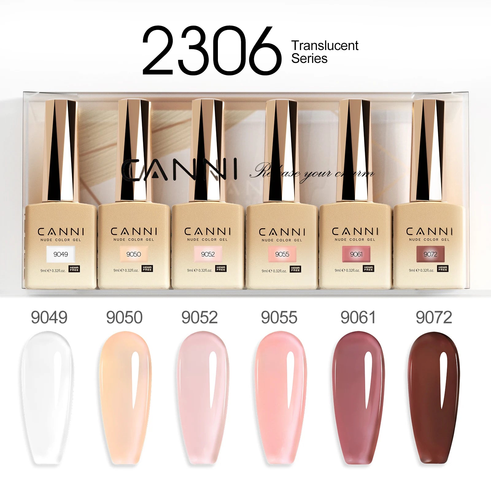 6pcs*9ml CANNI HEMA FREE Nail Gel Polish Set Gorgeous Color Semi Permanent Pigmented Painting Gel Soak off UV LED Gel Nails Kit