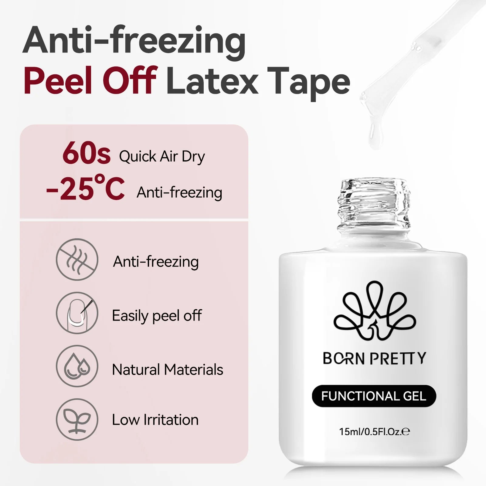 BORN PRETTY 15ml Peel Off Nail Latex Tape Gel Nail Polish Anti-freezing Quick Dry No Need for Curing Nails Finger Protector Tool