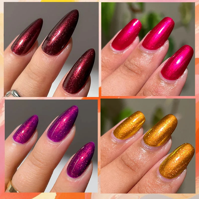 LILYCUTE 7ml Metallic Red Gel Nail Polish Winter Bright Chrome Glitter Mirror Enamel Gel Semi Permanent UV Soak Off Nail Art