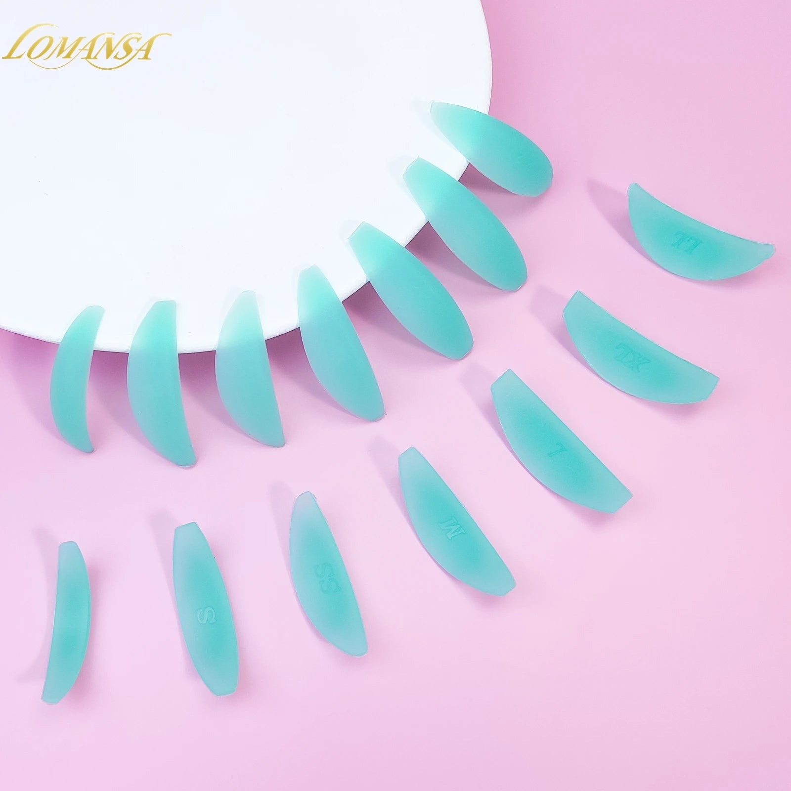 Lomansa 7 Pairs L Curl Silicone Eyelash Perm Pads Sticky Lashes Rod Shield Lifting 3D Eyelash Curler Accessories Makeup Tools