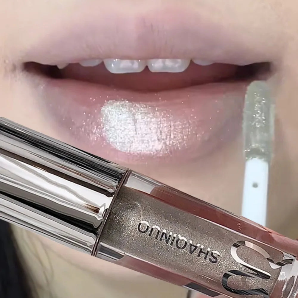 Black Rabbit Gothic Silver Metallic Lip Gloss Black Mirror Light Translucent Lip Lacquer Non-Sticky Water Gloss Lips Tint Makeup