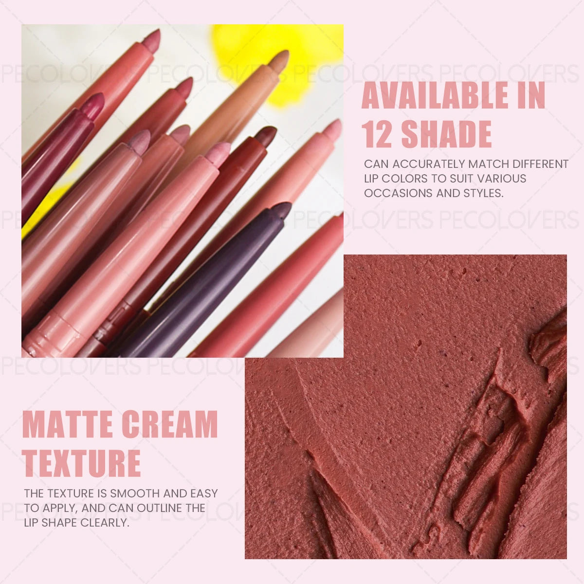 2-in-1 Waterproof Matte Lip Liner & Gloss, , Non-Stick Lipstick, Suitable for beginners