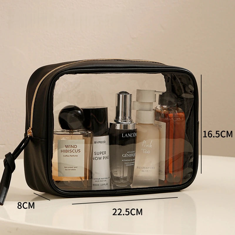New Fashion Travel Portable Transparent Handheld Makeup Storage Bag Multi purpose Increased Capacity PVC Waterproof Toilet Bag
