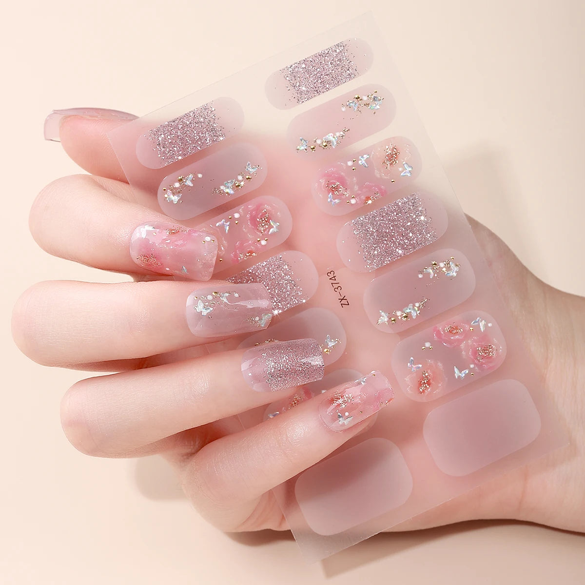 14Tips DIY Baking-Free Nail Stickers Spring Summer Flowers Self-Adhesive Nail Strips Full Cover Nail Decoration Decal
