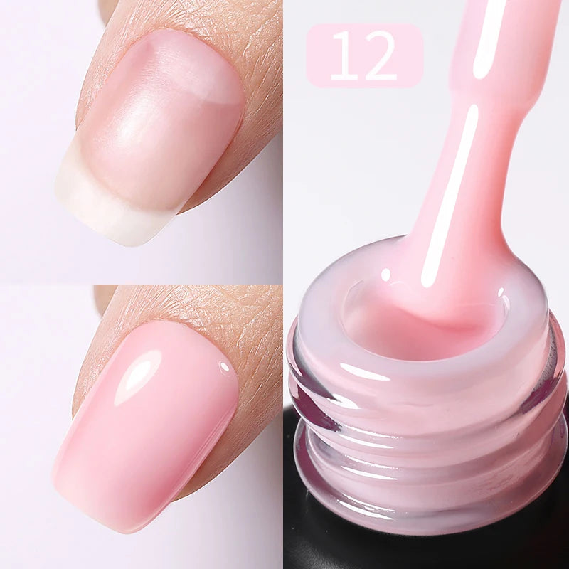 BORN PRETTY Milky Jelly Rubber Base Gel for Gel Nail Polish 15ml Russian Self-leveling Nude Color Soak Off Semi Permanent UV Gel