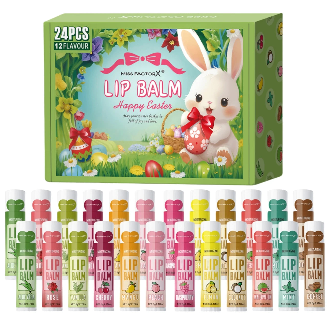 24PCS/box, Lip Balm Set, Moisturizing and Glossy, Easter Gift Set, Suitable for Dry Lips, Women's Gift Mother's Gift, Party Supp