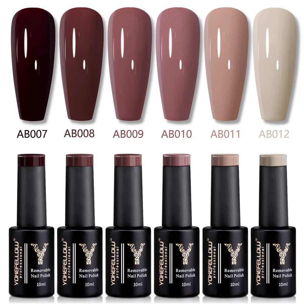 YOKEFELLOW 2022 New Color 10ML Nail Gel Polish Semi Permanent Gel Varnish Base Top Coat 122 Soak Off Colors Organic Nail Varnish