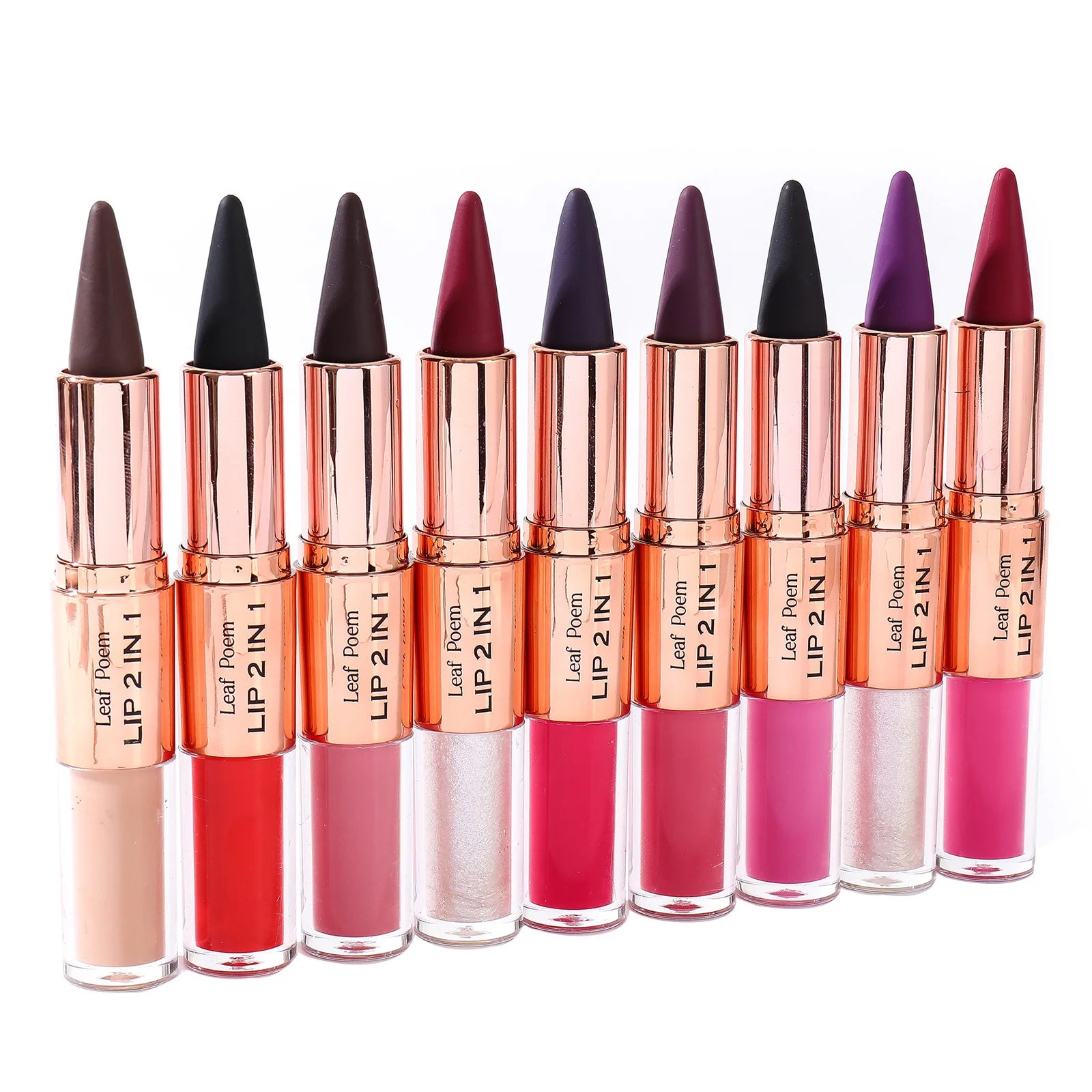 Sexy Red Black Lipstick Waterproof Lipliner Makeup Black Purple Rose Double Head Matte Lipgloss Tapered Lip Liner Contour Pencil
