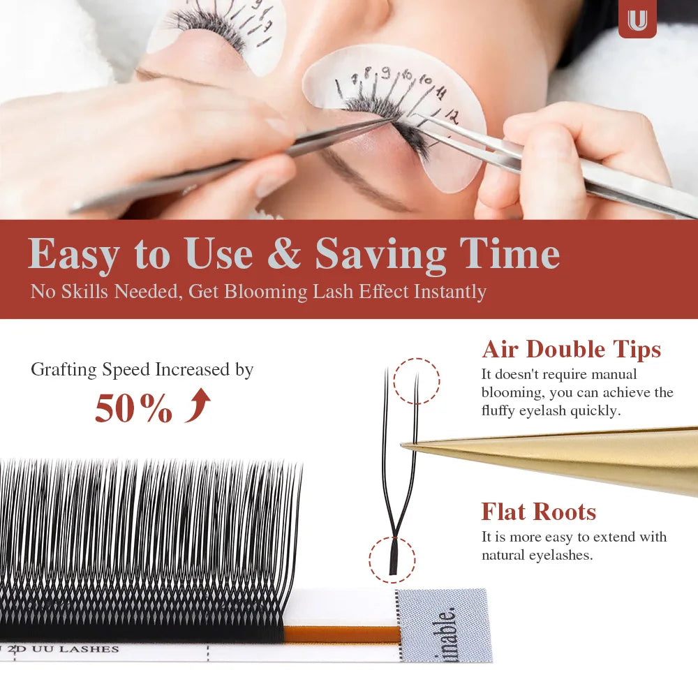 NAGARAKU U Shape YY Lashes Extensions Natural Soft 2D UU Lashes Premium Mink Brazilian Cilios
