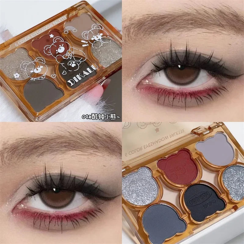 6 Colors Matte Eyeshadow Palette Fine Shimmering Pearlescent Smoky Gray Red Black Eye Shadow Wine Red Eye Makeup Wholesale