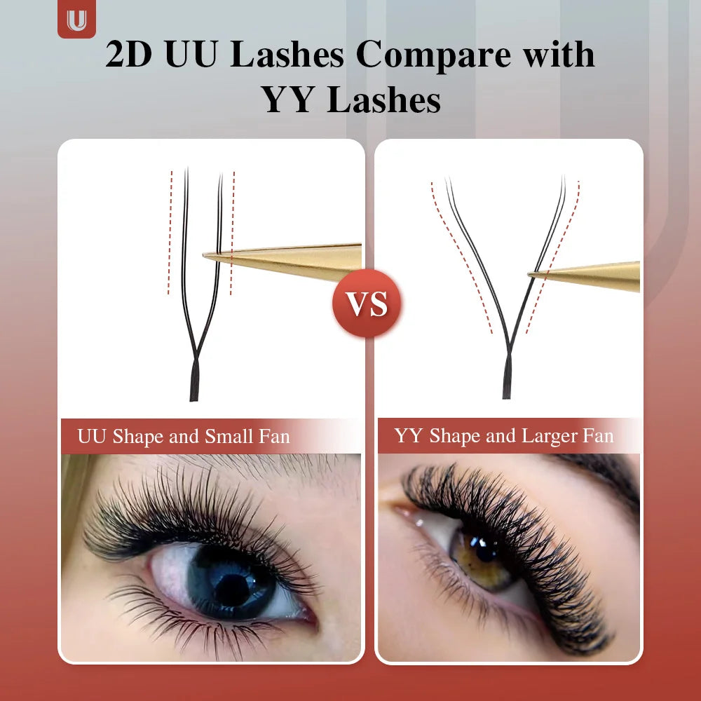 NAGARAKU U Shape YY Lashes Extensions Natural Soft 2D UU Lashes Premium Mink Brazilian Cilios