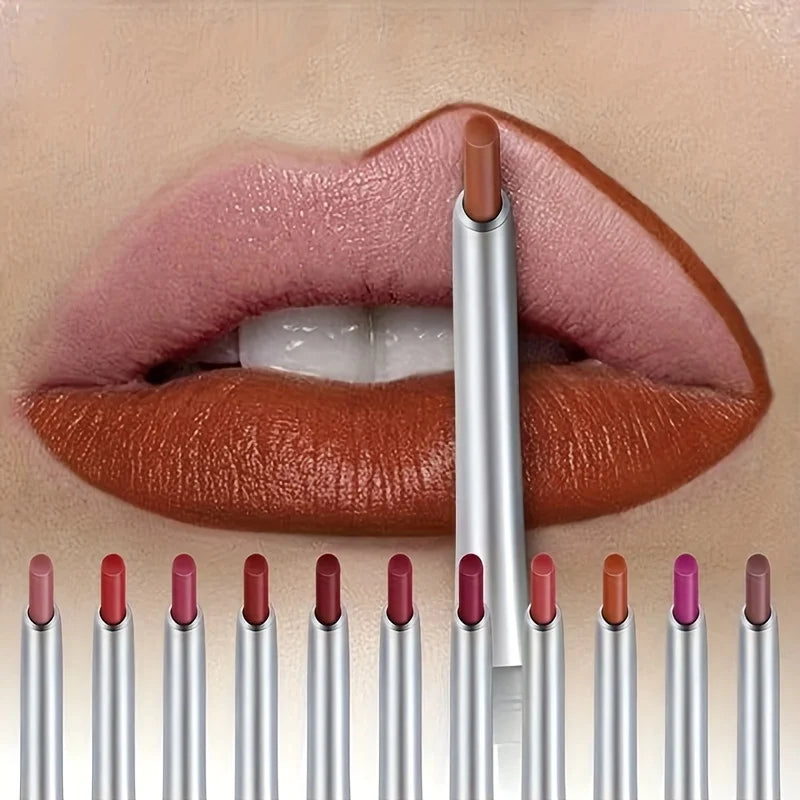 Waterproof Matte Lipliner Pencil Red Contour Tint Lipstick Long Lasting Non-stick Cup Moisturising Lips Makeup Cosmetic
