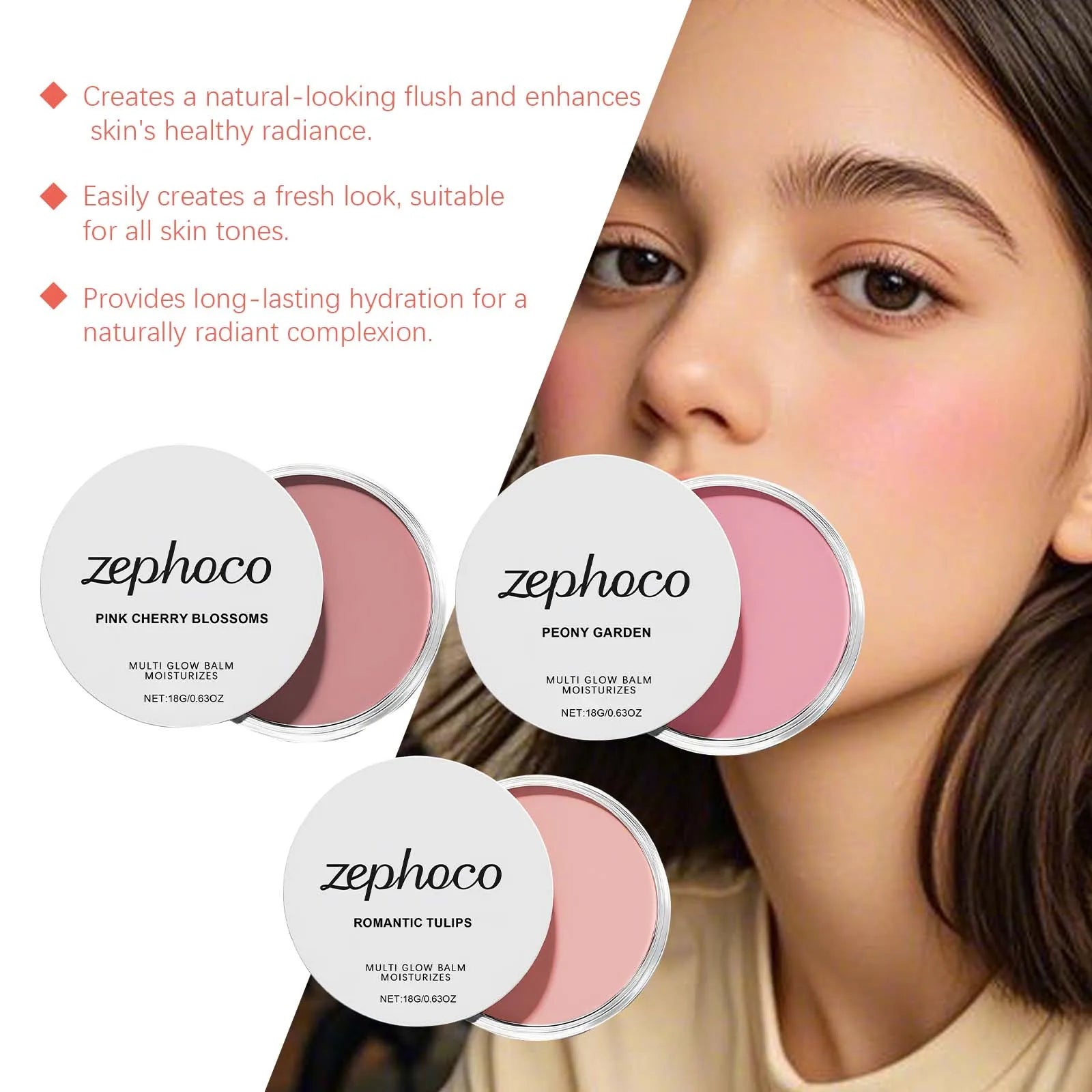 Pink Sakura Cream Blush Makeup Natural Cheek Tint Long Lasting Hydrating Lightweight Blusher Stick  Smooth Comfortable to Wear