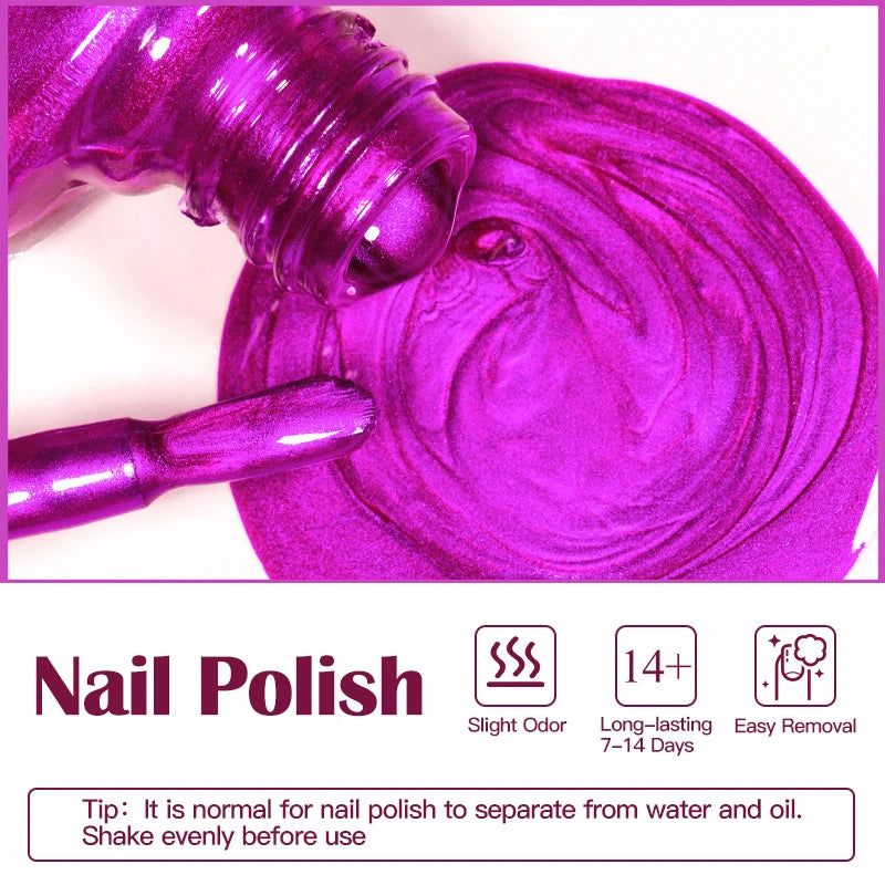 8ml Mirror Metallic Nail Polish No Need Lamp Curing Air Dry Salon Quality Soak-Off Long Lasting Varnishes DIY Manicure Design