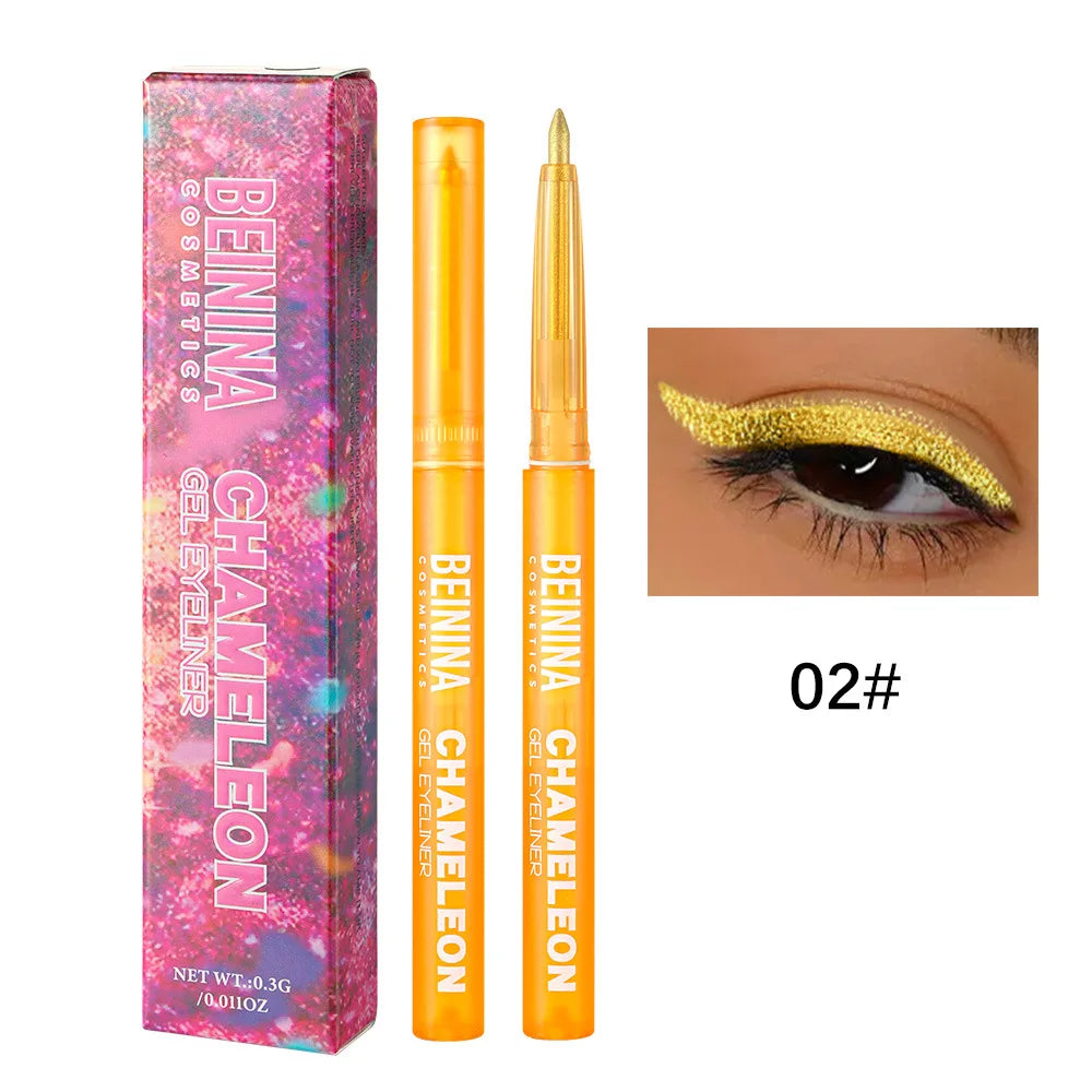 Shiny Chameleon Metallic Blue Eyeliner Gel Pen Eyeshadow Multicolor Eye Liner Pearlescent Polarized Glitter Eyes Pigment Makeup