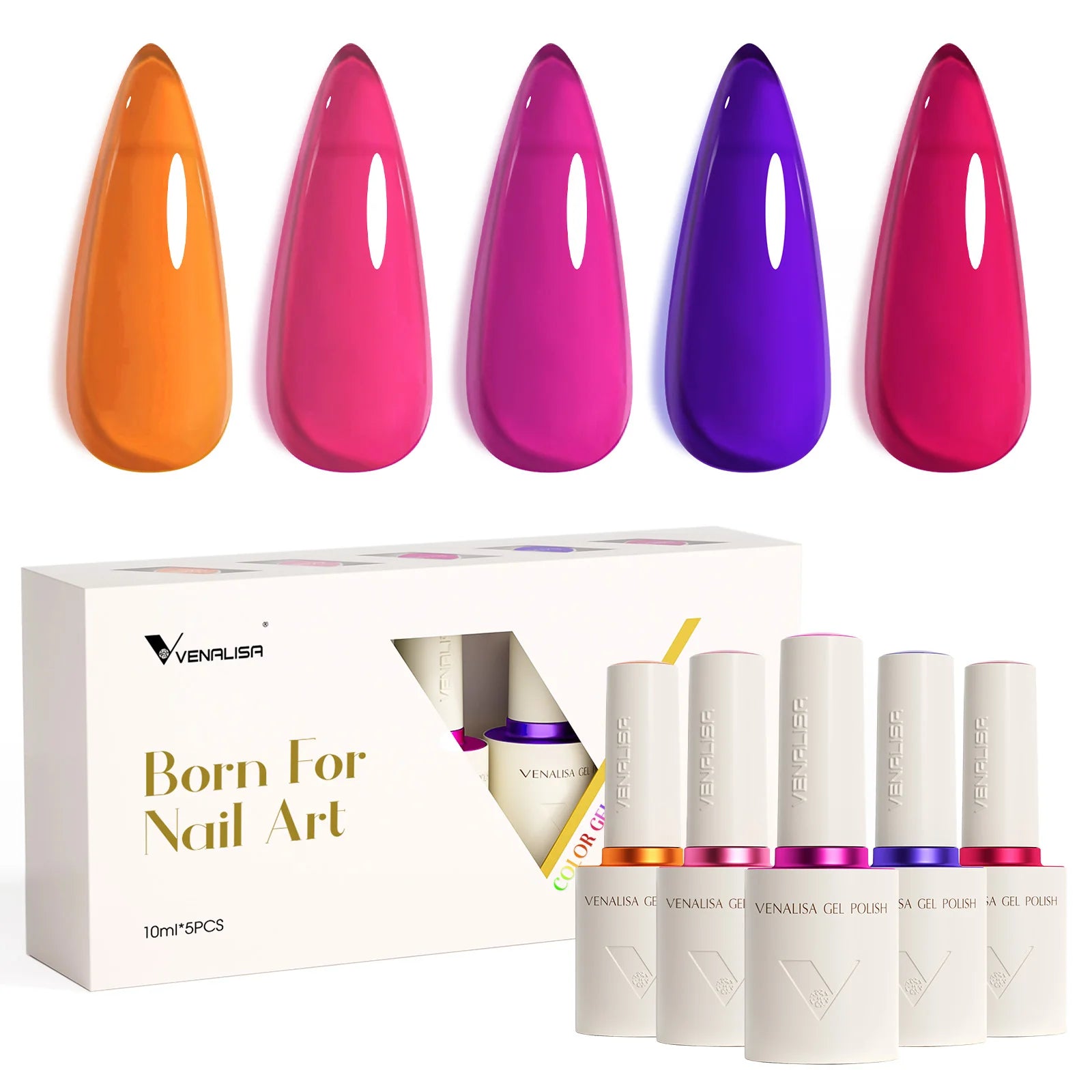 5pcs/kit Venalisa Color Gel Nail Polish Set Hema Free Soak Off UV LED Nail Gel Polish 10ml Combo TPO FREE HEMA FREE Gel Kit
