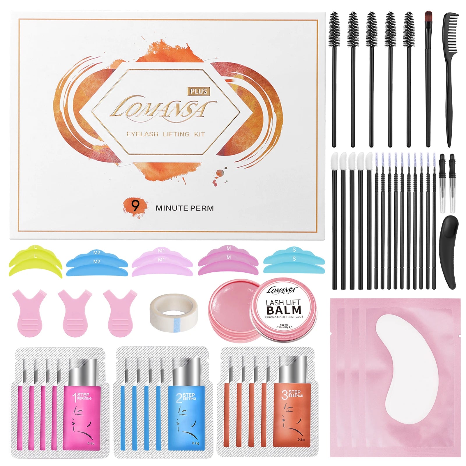 Lomansa 2-in-1 Lash Lift and Brow Lamination Kit - 15 Pieces