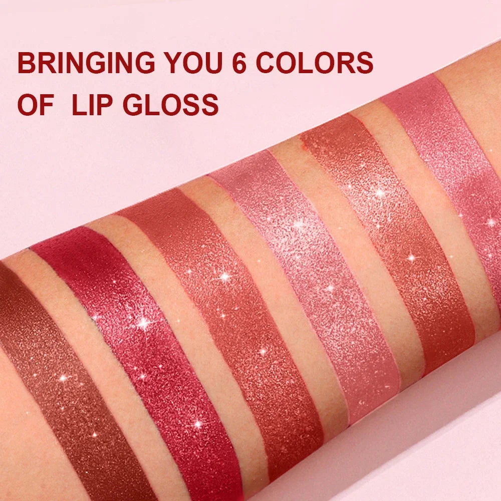Chocolate Brown Luxurious Metallic Glitter Lipstick Long-Lasting Waterproof Non-Fade Shimmery Pearl Sparkling Lip Gloss Makeup